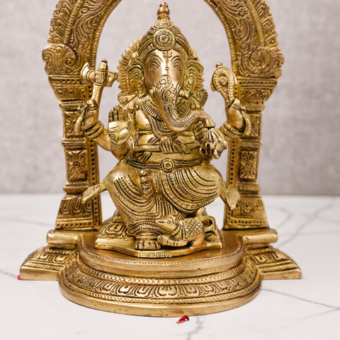 Vinayak,Vigneshwara,Vakratunda,Ganapati,Gajanand,Ganesha ,Chaturbhuja Lord Ganesha Seated on Throne