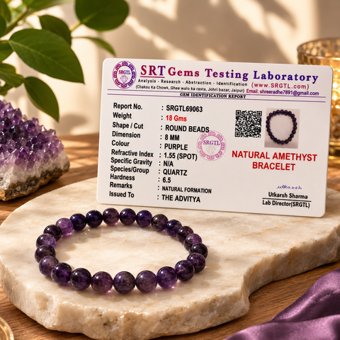 Natural Amethyst Bracelet for Inner Peace, Mental Clarity & Spiritual Protection