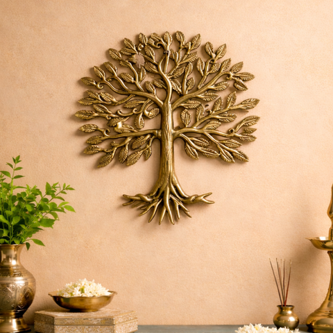 Kalpvriksha Tree Brass Wall Hanging | 13 inches