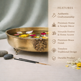Suvarna Shanti Oval Urli | Brass Bowl | Festive Decorative Bowl | Gifting Item | 12 X 3.2 Inches