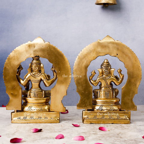 Vighneswari,Vakratund Laksmi,Ganesh Laxmi, Lambodari Lakshmi,Ekadanta Laksmi,Brass Laxmi Ganesh with Curved Ring