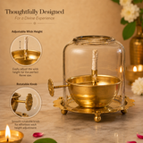 Brass Akhand Jyot Diya With Adjustable Bati Knob(Medium| 150 ML)