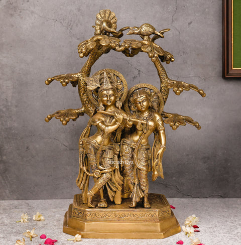 Radheshyaam,Madhavrada,Radha-Krishna,Yamunakrrishna,Brass Radha Krishna Under Sacred Tree