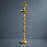 Peacock Lamp | Five Bati Diya | Brass Diya | Pooja & Inauguration Decor | 52 Inches