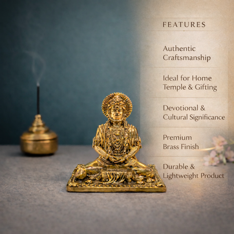 Hanuman Statue | Sitting Posture | Brass Superfine Finish | Pooja & Gifting Essential | Car Dashboard Decor | 3 Inches