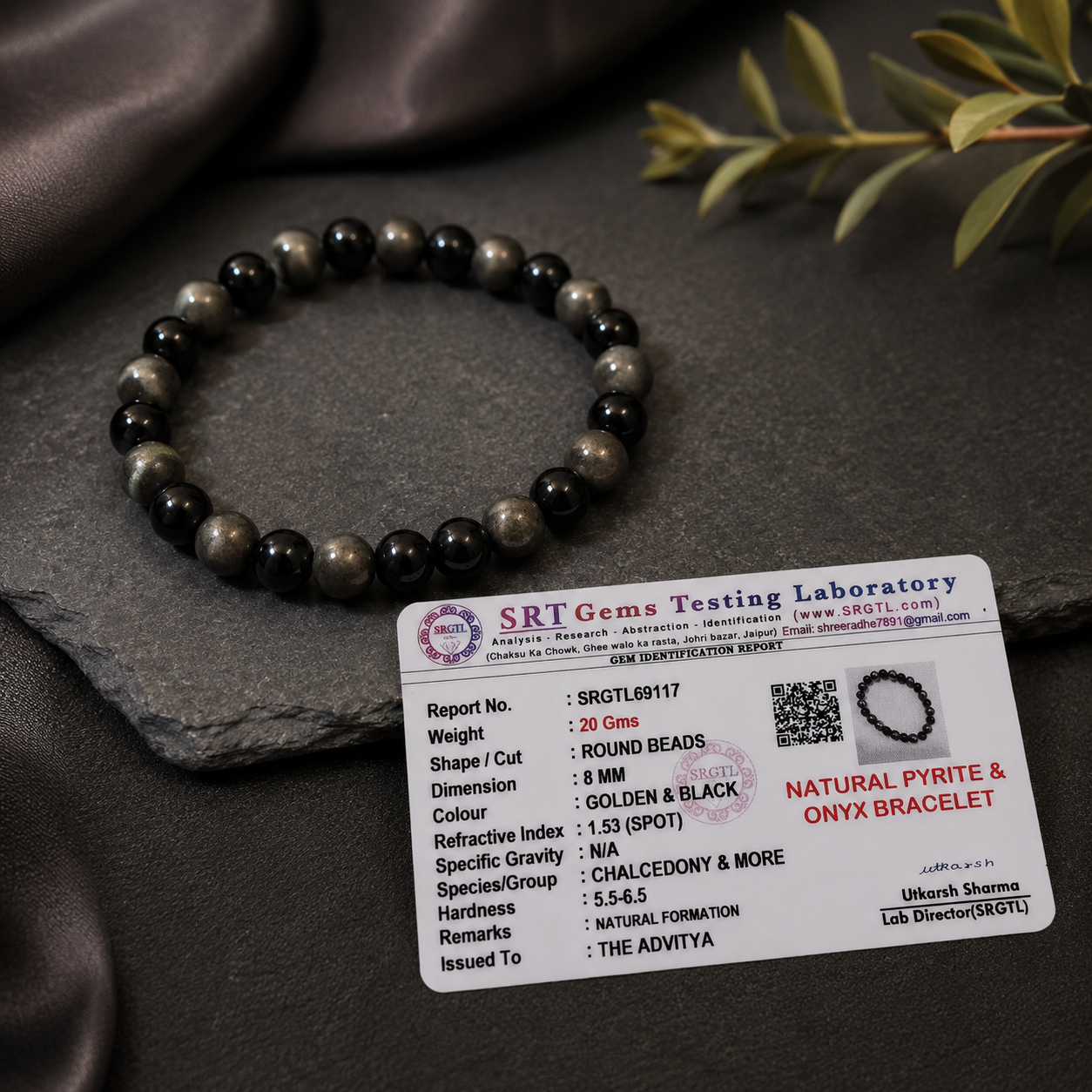 Natural Pyrite & Onyx Bracelet for Wealth, Protection & Confidence