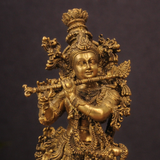 Lord Krishna with Cow Idol in Brass Finish for Temple & Decor | 27 Inch