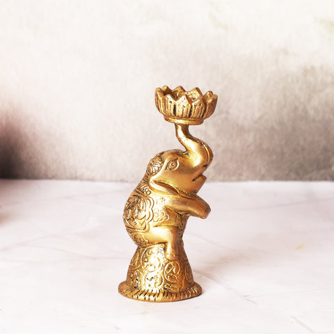 Brass Elephant Candle Stand Pair