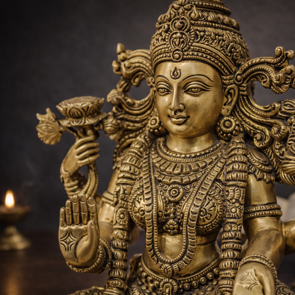Maa Lakshmi Chola Idol  | Brass Statue | Decor & Gifting | 15 Inches