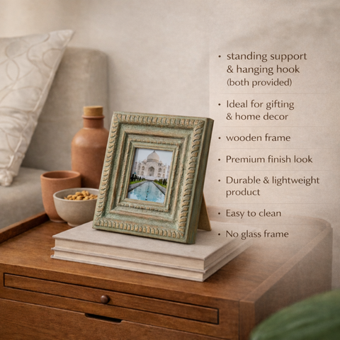 Photo Frame for Table & Wall | Wooden Make | Pastel Green | 8.3 Inch