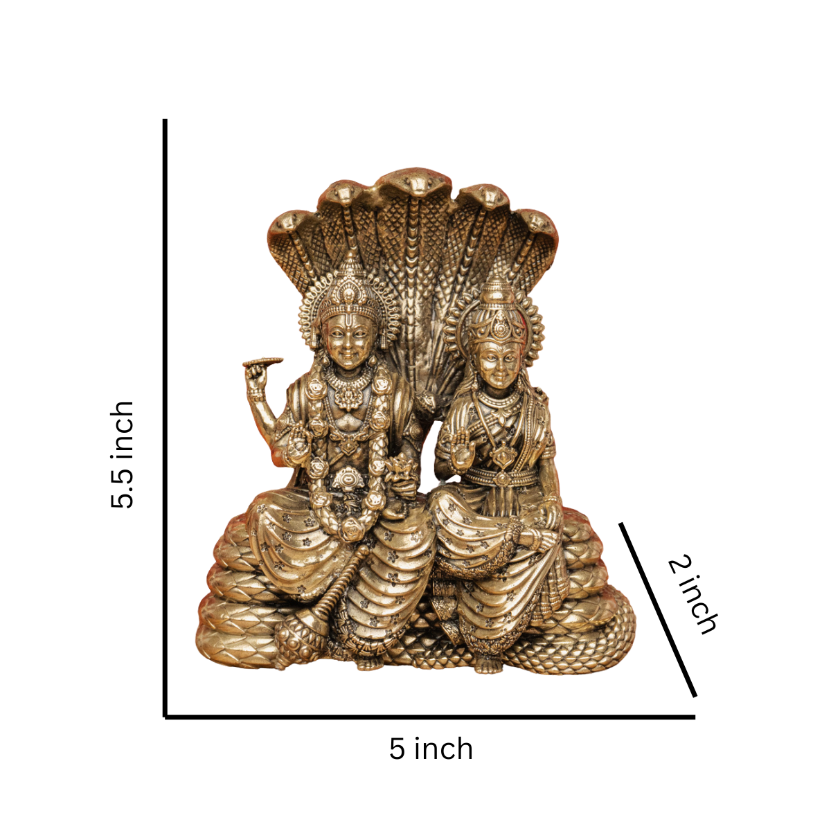 Superfine Vishnu Lakshmi Sitting on Sheshnaag Brass Statue