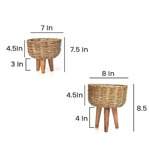 Jute Planter with Legs - Set of Two