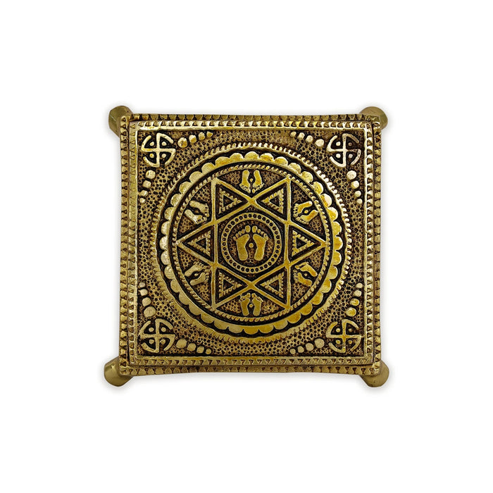Brass Mandala Paduka/Chowki for Pooja (Small)