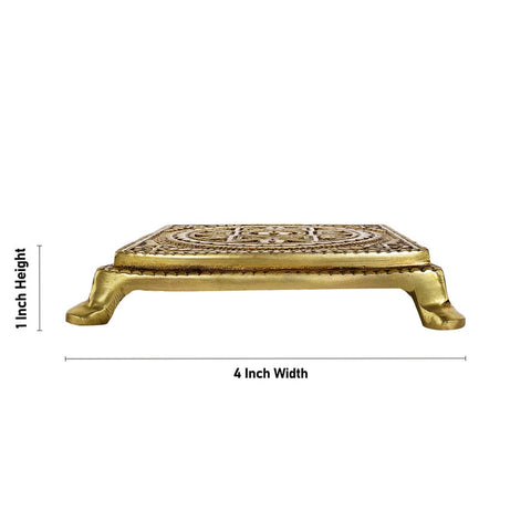 Brass Mandala Paduka/Chowki for Pooja (Small)