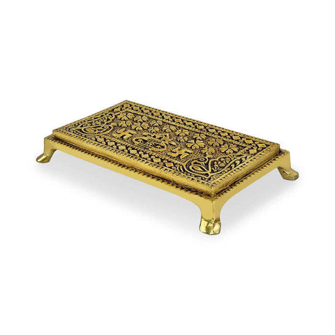 Brass Swastik/Kalash Chowki for Pooja (Large)