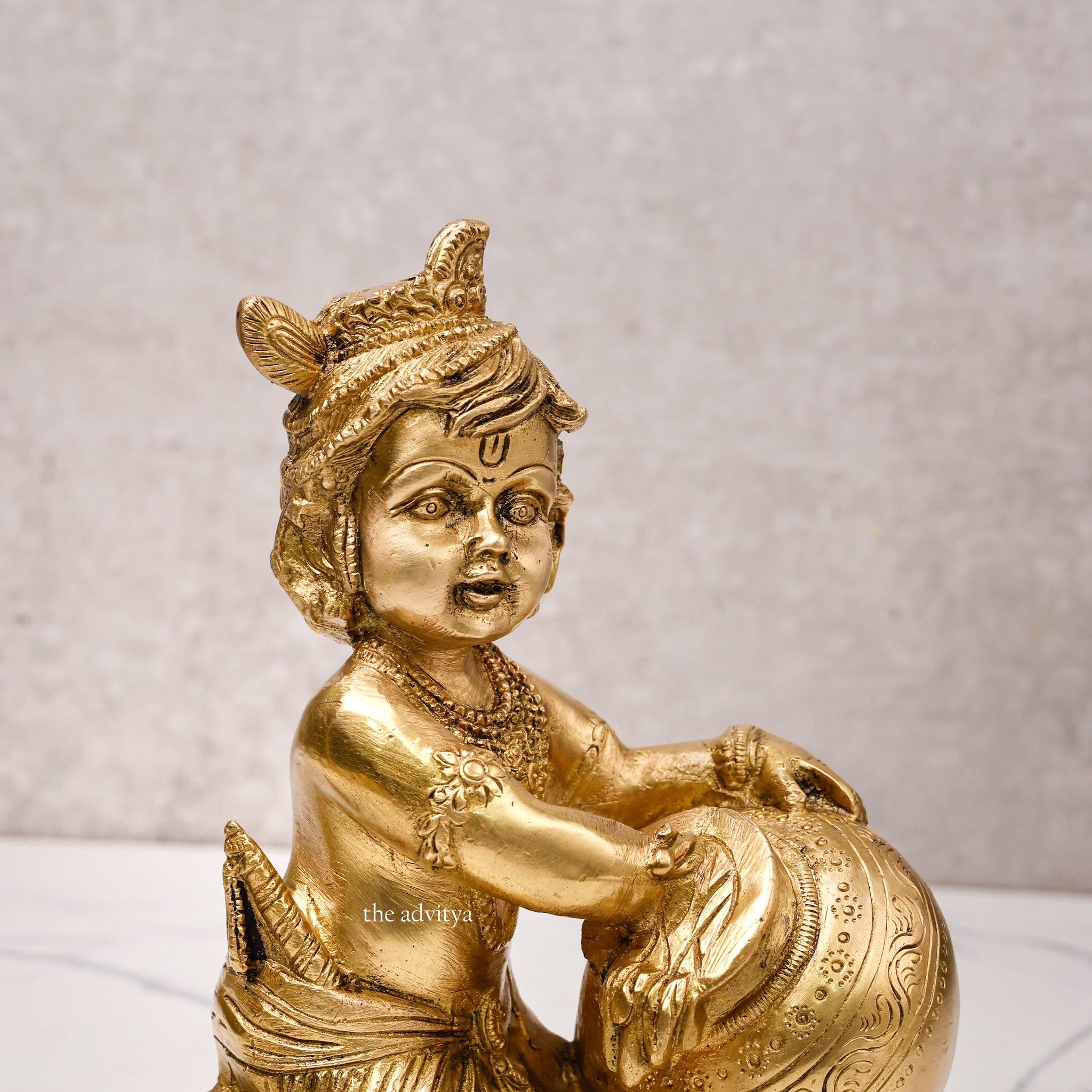 Brass Lord Krishna - Baal Gopal idol With Butter