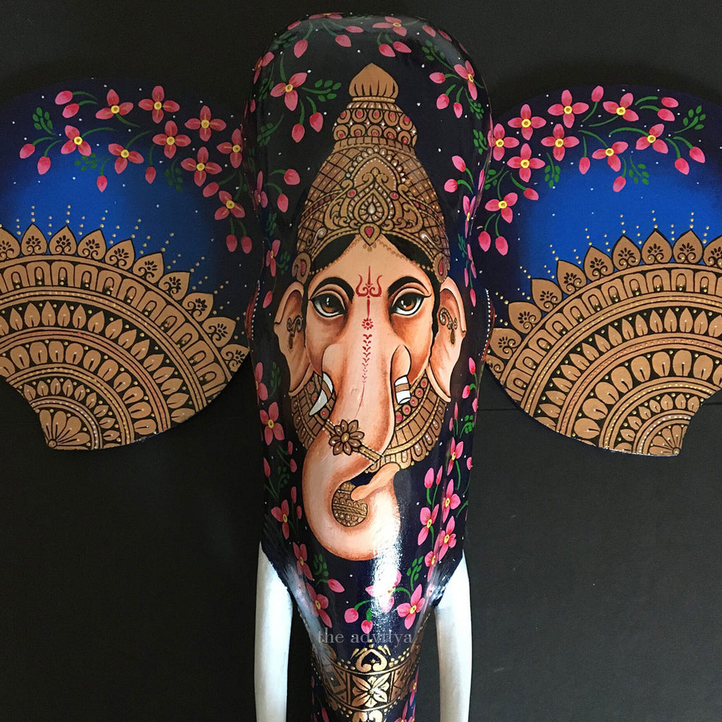 wooden ganesha idol , wooden ganesh statue ,  ganesha on lotus , ganpati wooden , gajanan antique idiol