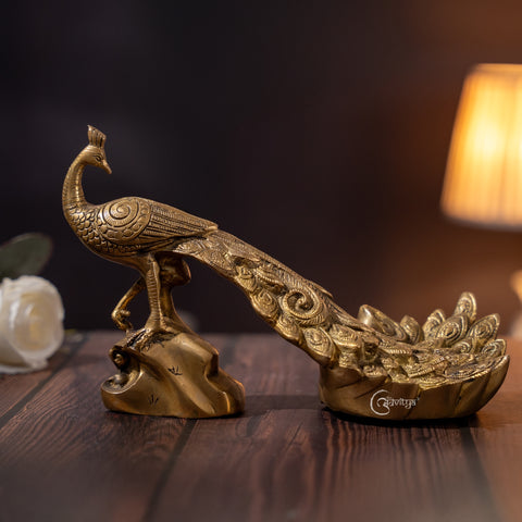 Brass Peacock Tabletop Décor