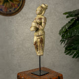 Mohenjo Daro Woman Wooden Statue on Iron Stand (Earthy)
