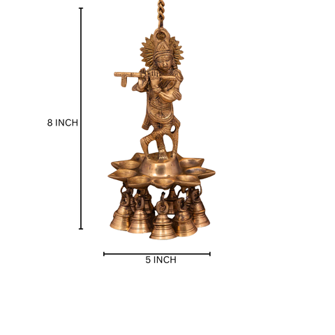 Krishna Hnaging Diya With Bell 8 inch