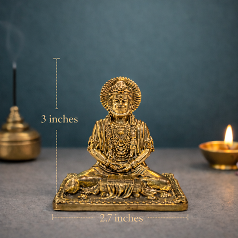 Hanuman Statue | Sitting Posture | Brass Superfine Finish | Pooja & Gifting Essential | Car Dashboard Decor | 3 Inches