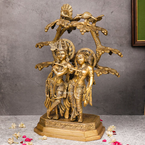 Radheshyaam,Madhavrada,Radha-Krishna,Yamunakrrishna,Brass Radha Krishna Under Sacred Tree