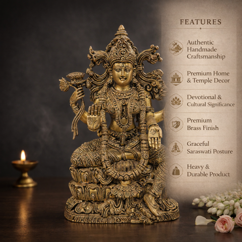 Maa Lakshmi Chola Idol  | Brass Statue | Decor & Gifting | 15 Inches
