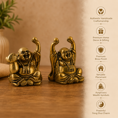 Brass Laughing Buddha Idols