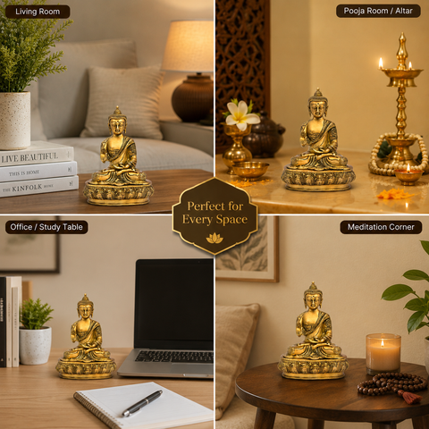 Peaceful Sitting Buddha Fine Brass Statue