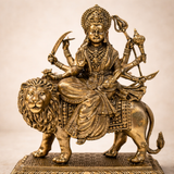 Durga on Lion Superfine Brass Statue for Puja & Home Decor | 4.5 Inch