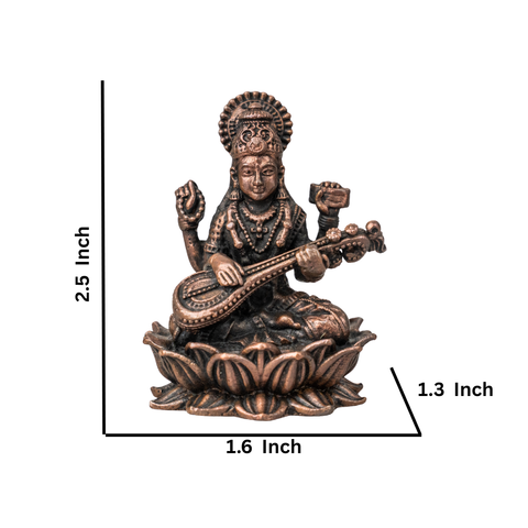 Copper Saraswati On Lotus