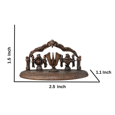 Copper Shankh Tilak Chakra Statue