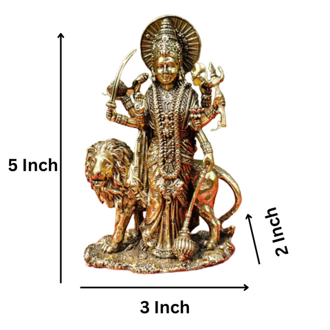 Superfine Brass Durga Ji Standing On Base