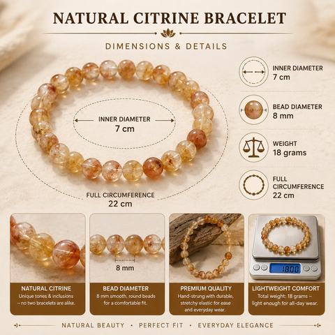 Natural Citrine Bracelet for Wealth, Success & Positive Energy