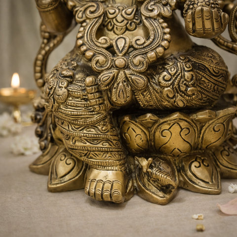 Ganpati Vighnaharta Brass Murti Home & Pooja Decor, Gifting | 12.5 Inches