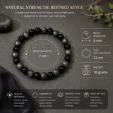 Natural Pyrite & Onyx Bracelet for Wealth, Protection & Confidence