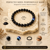 Natural Obsidian with Evil Eye Bracelet for Protection & Negative Energy Shield