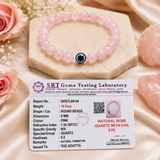 Natural Rose Quartz with Evil Eye Bracelet for Love, Protection & Emotional Peace