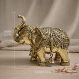 Elephant Idol in Brass Finish for Decor & Gifting | 11.5 Inch