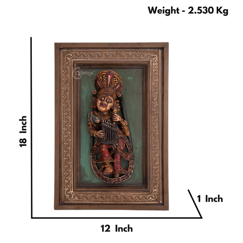 Wooden Musician Apsara Wall Art Frame