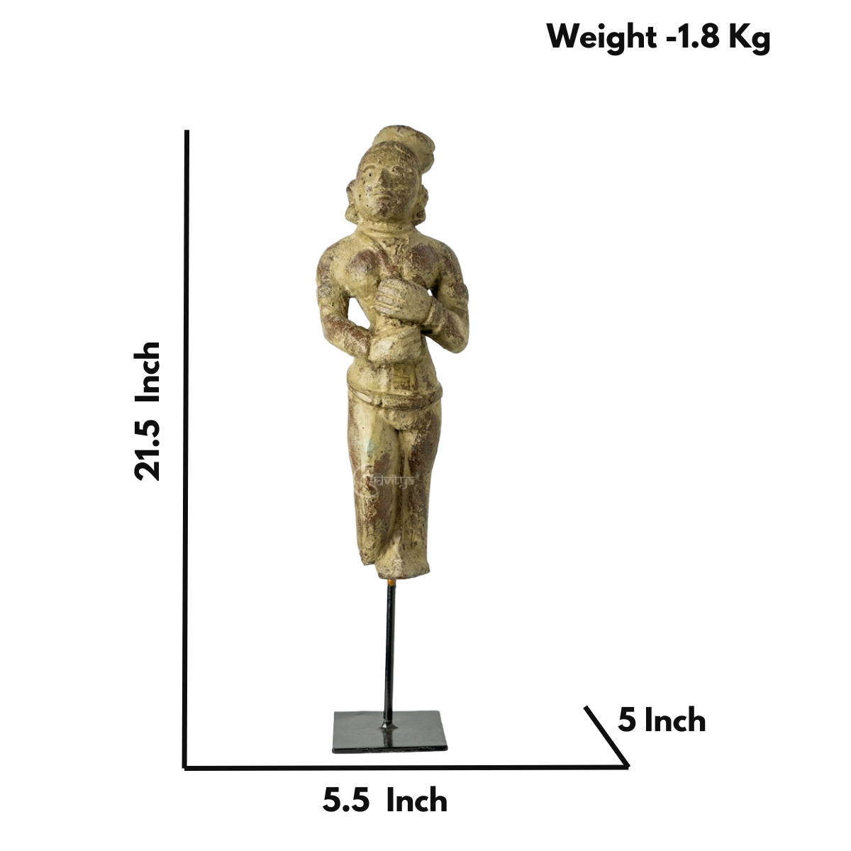 Mohenjo Daro Woman Wooden Statue on Iron Stand (Earthy)