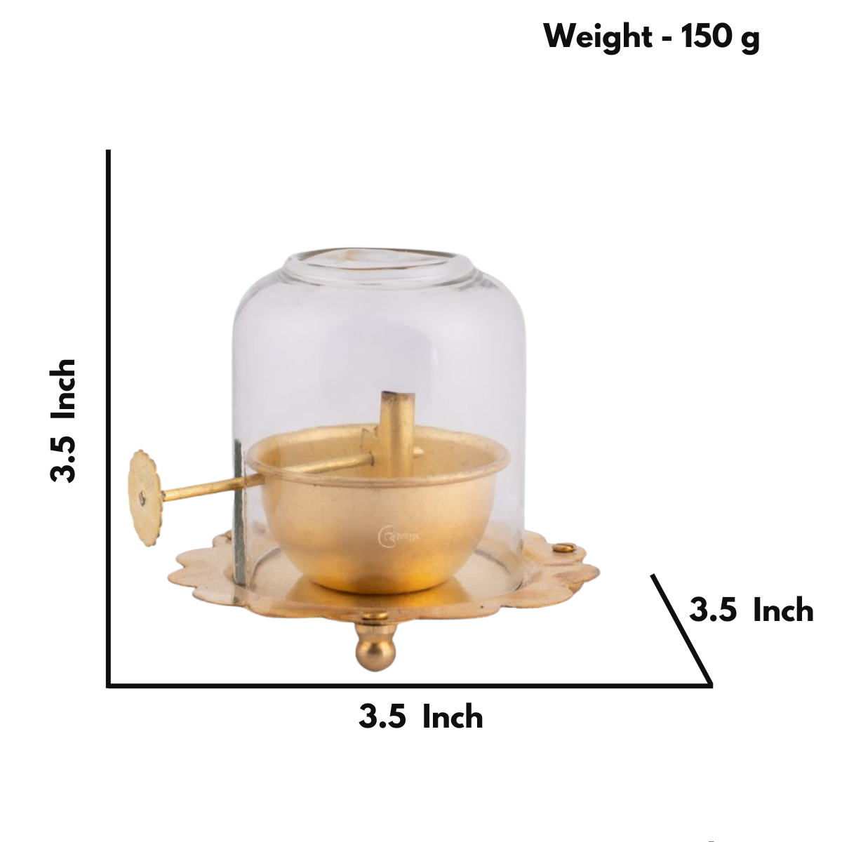 Brass Akhand Jyot Diya With Adjustable Bati Knob(Small |90 ML)