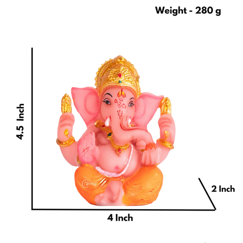 Ganesha Idol in Orange Resin