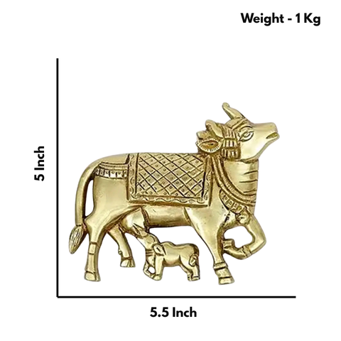 Brass Nandi Cow and Calf Wall Hanging – Traditional Indian Ethnic Home Decor Showpiece