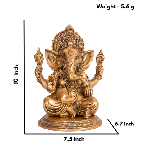 Brass Sitting Ganesha Murti