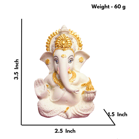 Resin White  Ganesha Statue (Small)