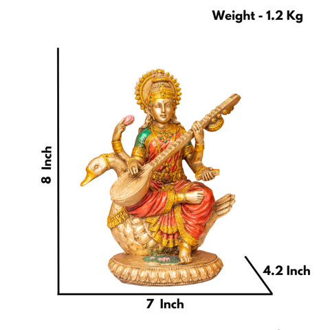 Resin Saraswati sitting on Hans Statue