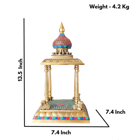 Brass temple With Nandi In Mosaic work