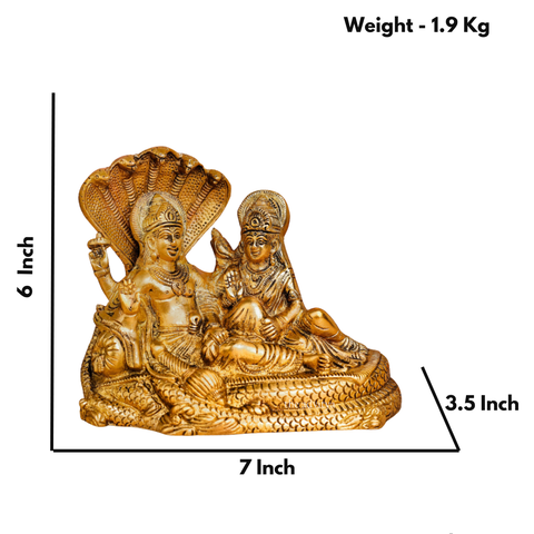 Shri Vishnu Ji & Laxmi Ji Sitting On Sheshnaag In Brass