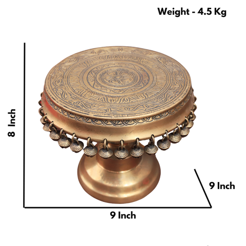 Brass Pedestal Chowki With Ghungroos